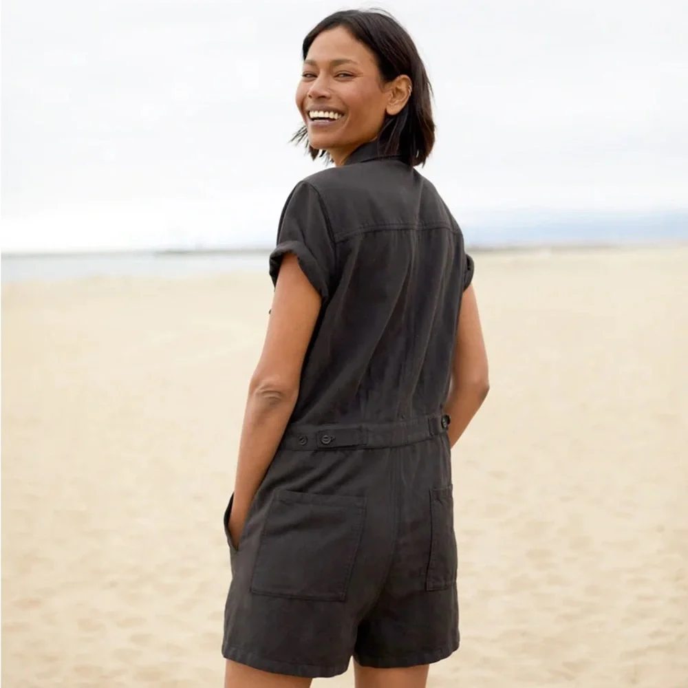 Outerknown Slate Short-Sleeve Utility Romper - Picture 4 of 4